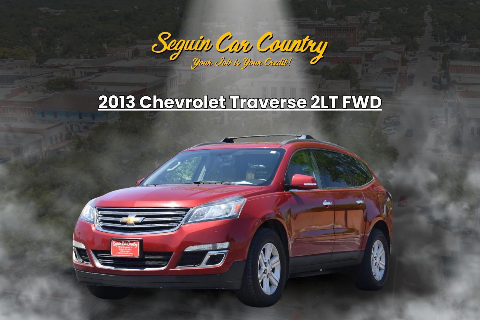 2013 RED Chevrolet Traverse 2LT FWD (1GNKRJKD7DJ) with an 3.6L V6 DOHC 24V engine, 6-Speed Automatic transmission, located at 420 E. Kingsbury St., Seguin, TX, 78155, (830) 401-0495, 29.581060, -97.961647 - Photo#0