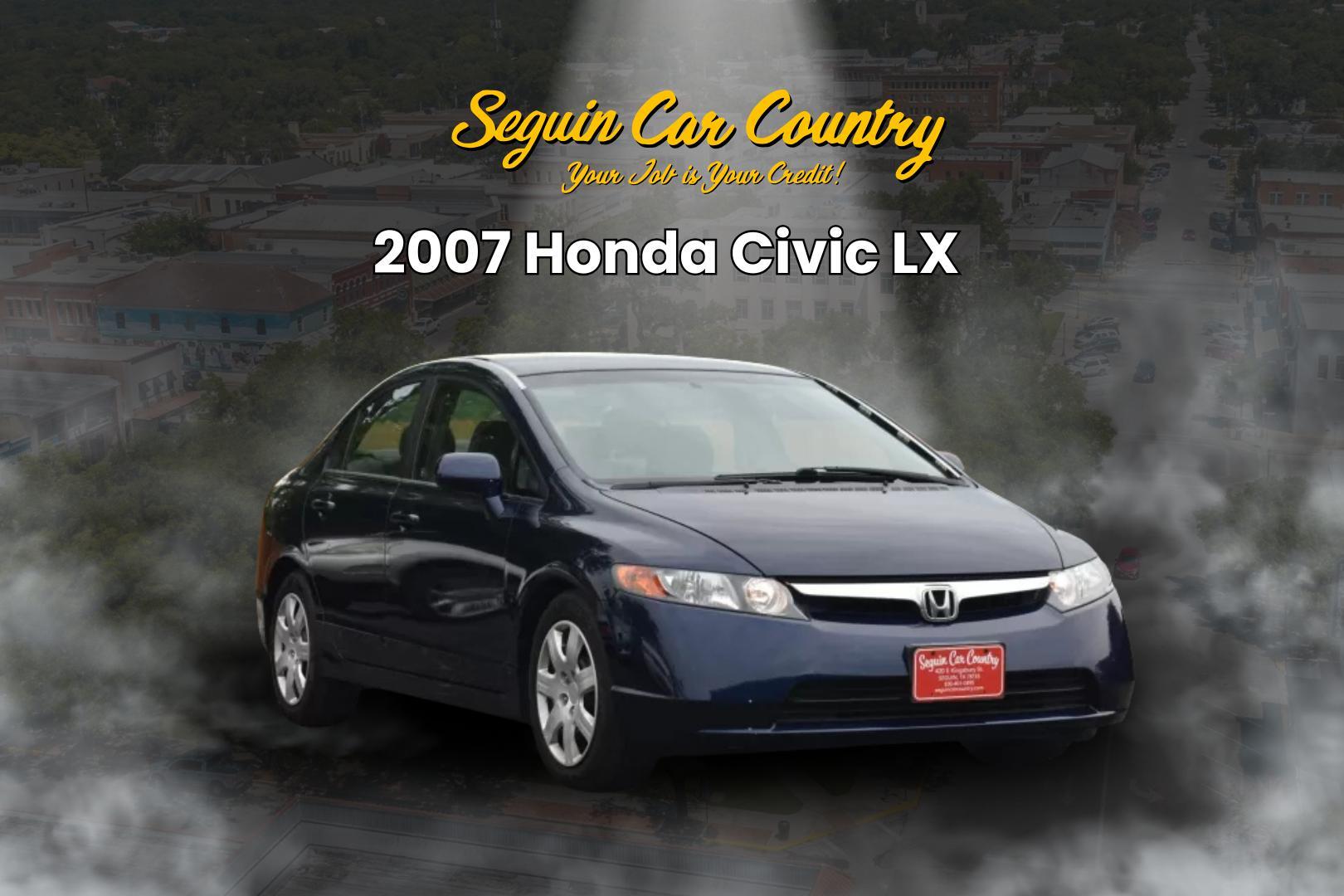 2007 BLUE Honda Civic LX Sedan AT (JHMFA16567S) with an 1.8L L4 SOHC 16V engine, 5-Speed Automatic Overdrive transmission, located at 420 E. Kingsbury St., Seguin, TX, 78155, (830) 401-0495, 29.581060, -97.961647 - Photo#0