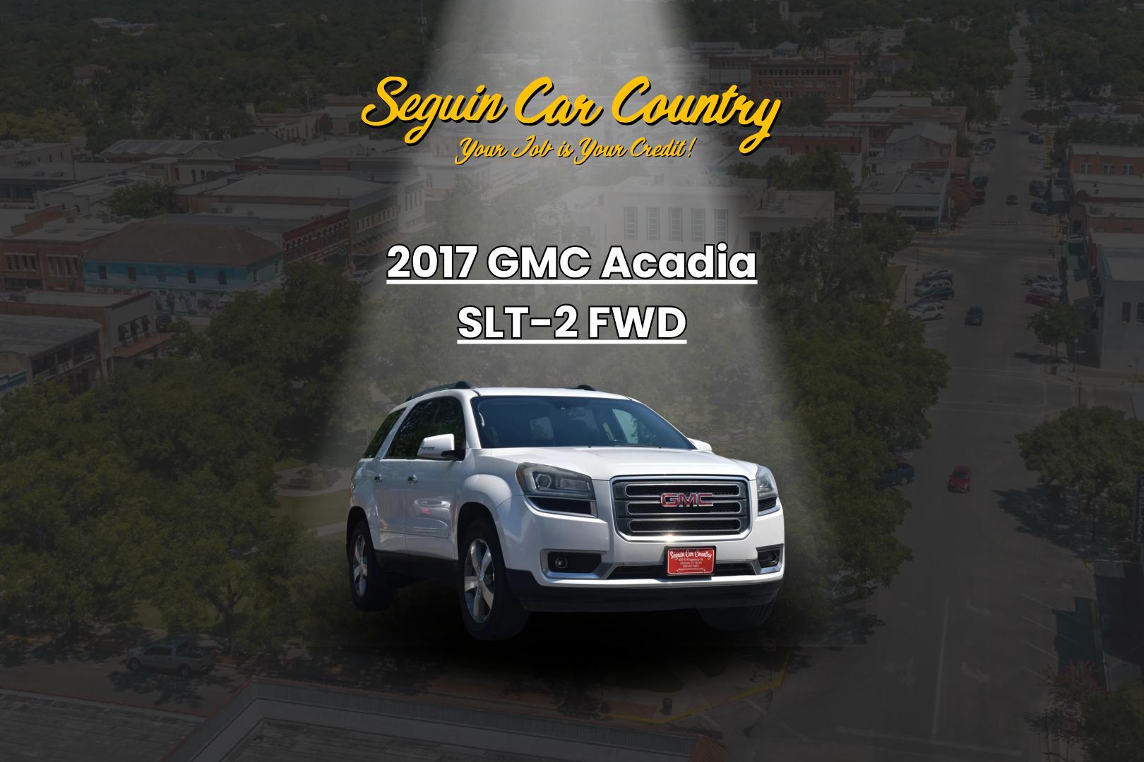2017 WHITE GMC Acadia SLT-2 FWD (1GKKRSKD3HJ) with an 3.6L V6 DOHC 24V engine, 6A transmission, located at 420 E. Kingsbury St., Seguin, TX, 78155, (830) 401-0495, 29.581060, -97.961647 - Photo#0