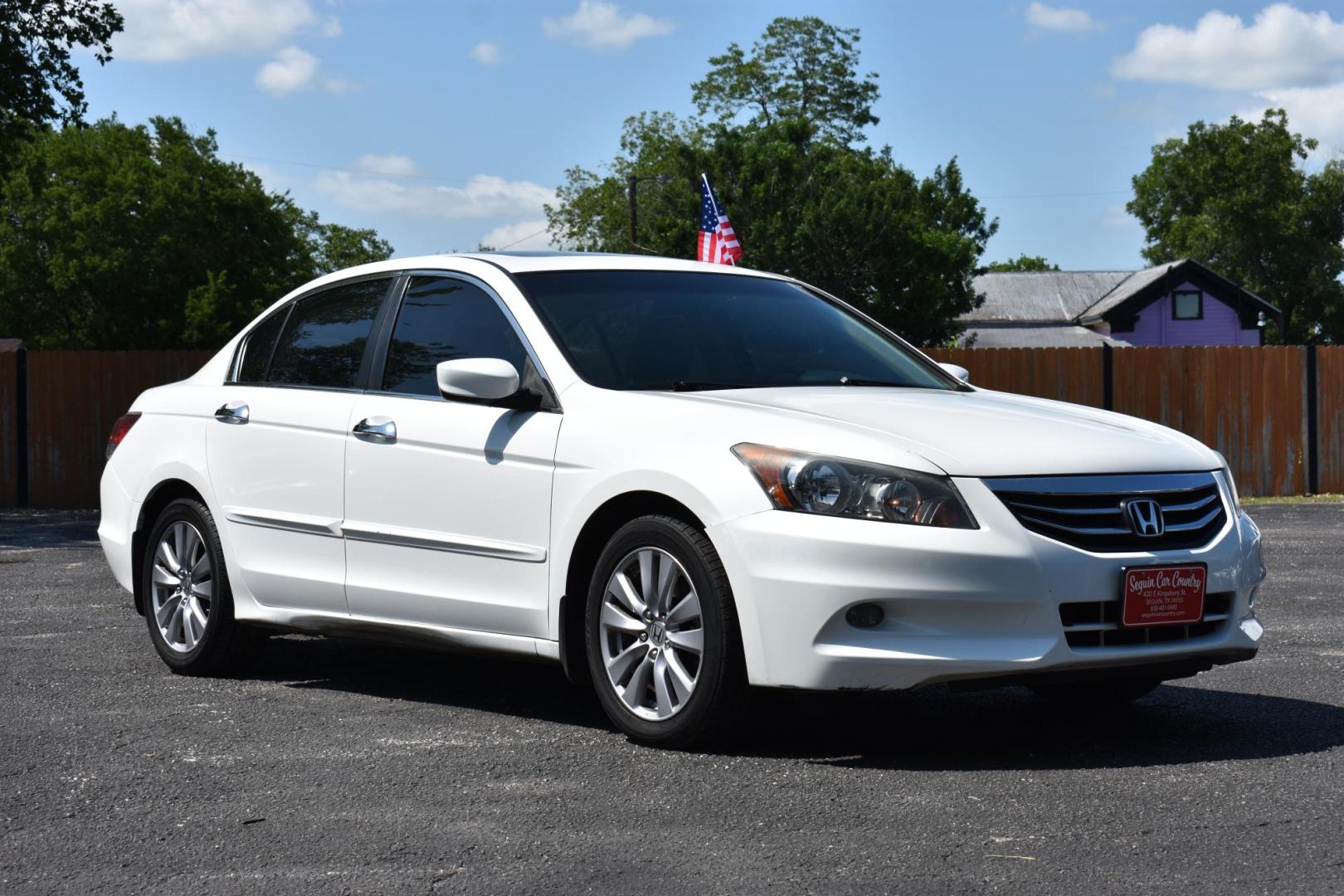 2012 WHITE Honda Accord EX-L V6 Sedan AT (1HGCP3F81CA) with an 3.5L V6 SOHC 24V engine, 5-Speed Automatic transmission, located at 420 E. Kingsbury St., Seguin, TX, 78155, (830) 401-0495, 29.581060, -97.961647 - Photo#0