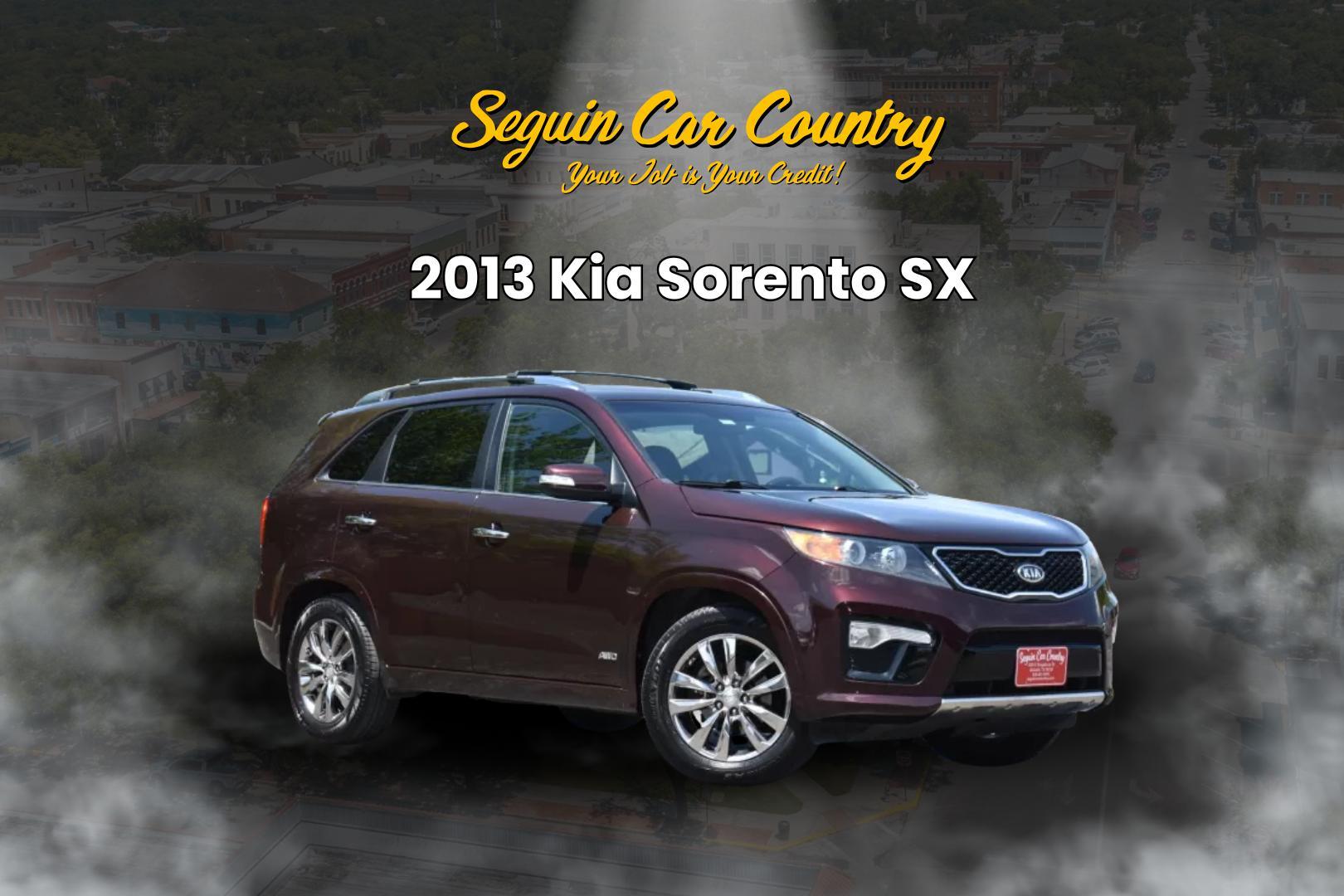 2013 MAROON Kia Sorento SX 4WD (5XYKWDA25DG) with an 3.5L V6 DOHC 24V engine, 6-Speed Automatic transmission, located at 420 E. Kingsbury St., Seguin, TX, 78155, (830) 401-0495, 29.581060, -97.961647 - Photo#0