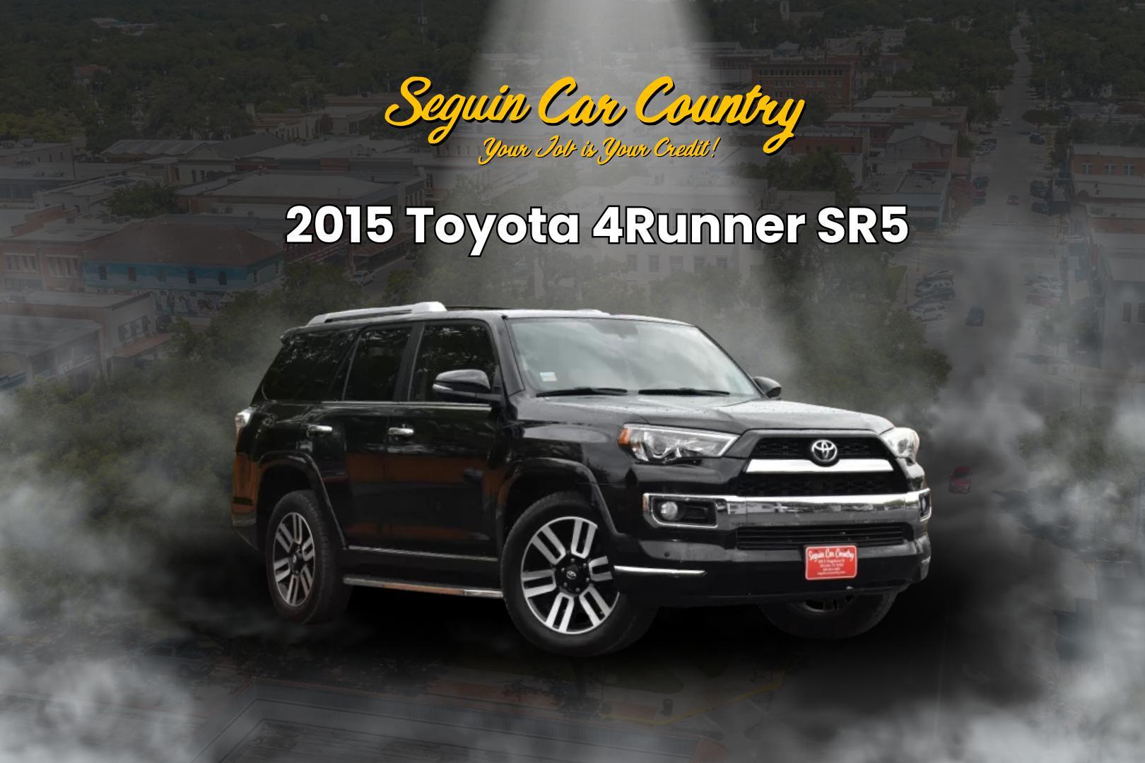 2015 BLACK Toyota 4Runner SR5 2WD (JTEZU5JR6F5) with an 4.0L V6 DOHC 24V engine, 5-Speed Automatic transmission, located at 420 E. Kingsbury St., Seguin, TX, 78155, (830) 401-0495, 29.581060, -97.961647 - Photo#0