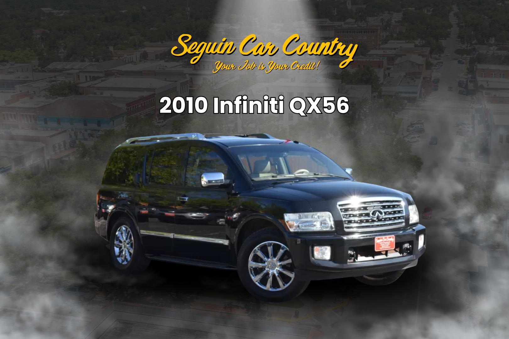 2010 BLACK Infiniti QX56 RWD (5N3ZA0NF1AN) with an 5.6L V8 DOHC 32V engine, 5-Speed Automatic transmission, located at 420 E. Kingsbury St., Seguin, TX, 78155, (830) 401-0495, 29.581060, -97.961647 - Photo#0