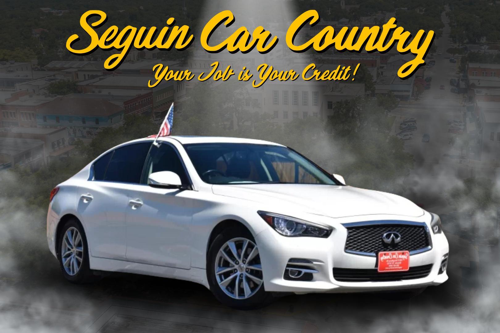 2014 WHITE Infiniti Q50 Premium (JN1BV7AP8EM) with an 3.7L V6 DOHC 24V HYBRID engine, 7-Speed Automatic transmission, located at 420 E. Kingsbury St., Seguin, TX, 78155, (830) 401-0495, 29.581060, -97.961647 - Photo#0