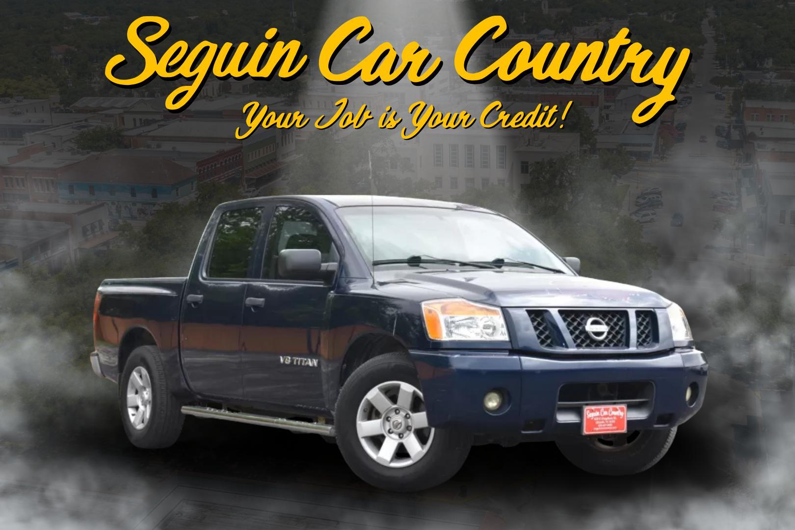 2008 BLUE Nissan Titan LE Crew Cab 2WD SWB (1N6BA07D18N) with an 5.6L V8 DOHC 32V FFV engine, 5-Speed Automatic Overdrive transmission, located at 420 E. Kingsbury St., Seguin, TX, 78155, (830) 401-0495, 29.581060, -97.961647 - Photo#0