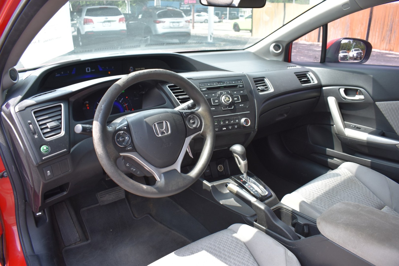 2015 RED HONDA CIVIC LX Coupe CVT (2HGFG3B5XFH) with an 1.8L L4 SOHC 16V engine, CVT transmission, located at 420 E. Kingsbury St., Seguin, TX, 78155, (830) 401-0495, 29.581060, -97.961647- Photo#3
